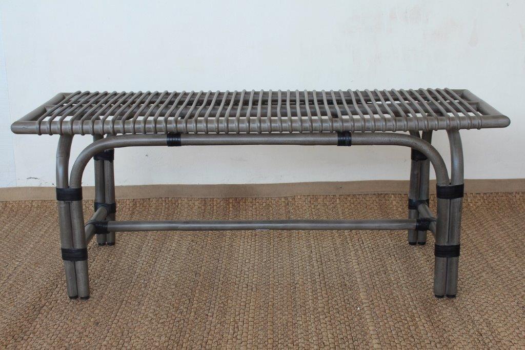 Rattan Bench With Leather Binding